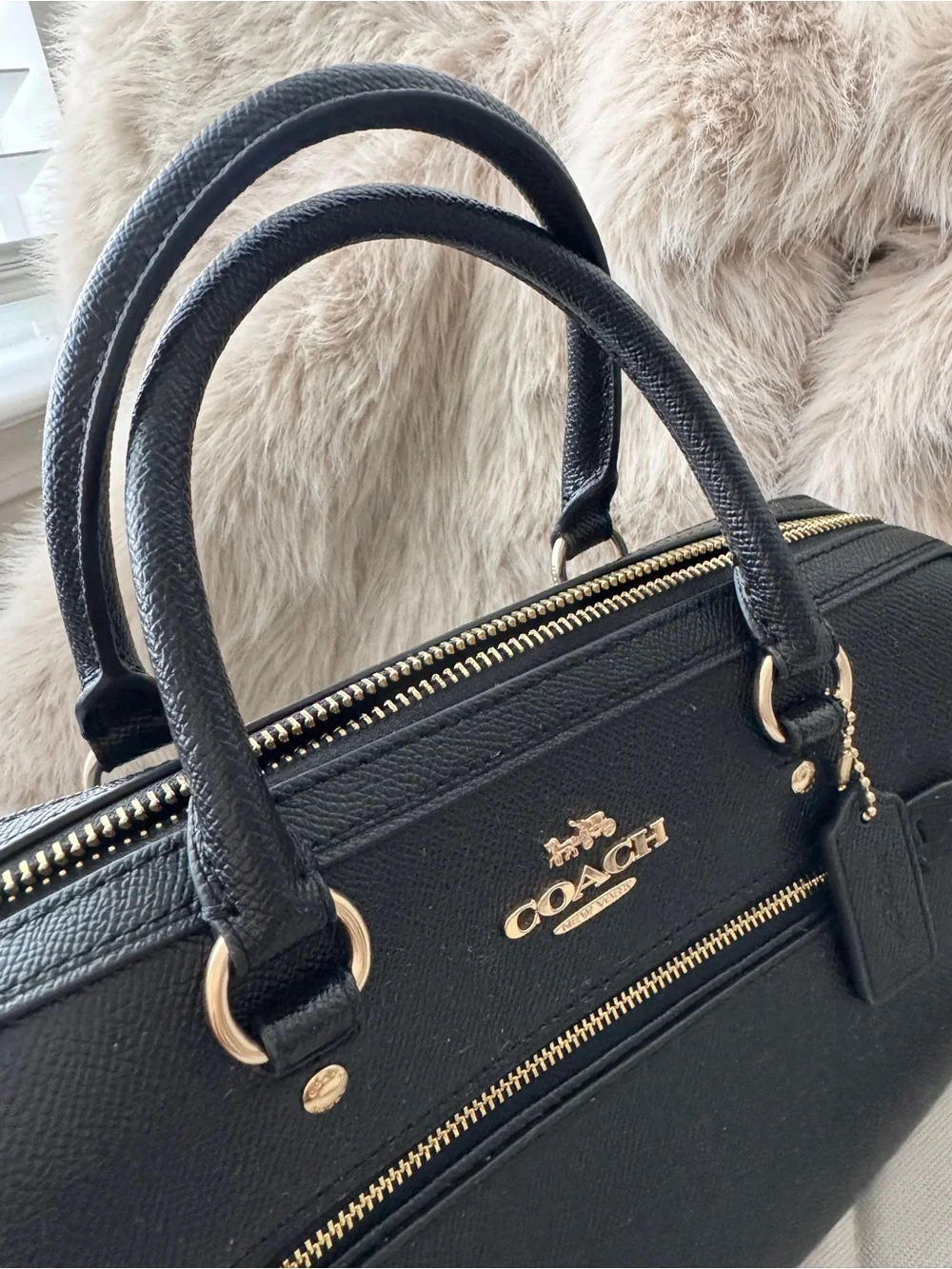 Coach Rowan Satchel Black with Gold Hardware